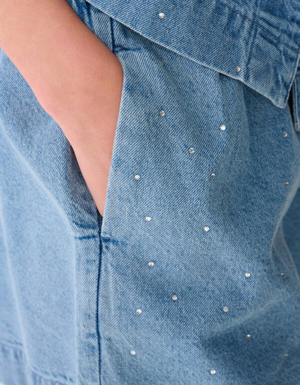 Strass Denim Shorts Blau SHOEBY WOMEN