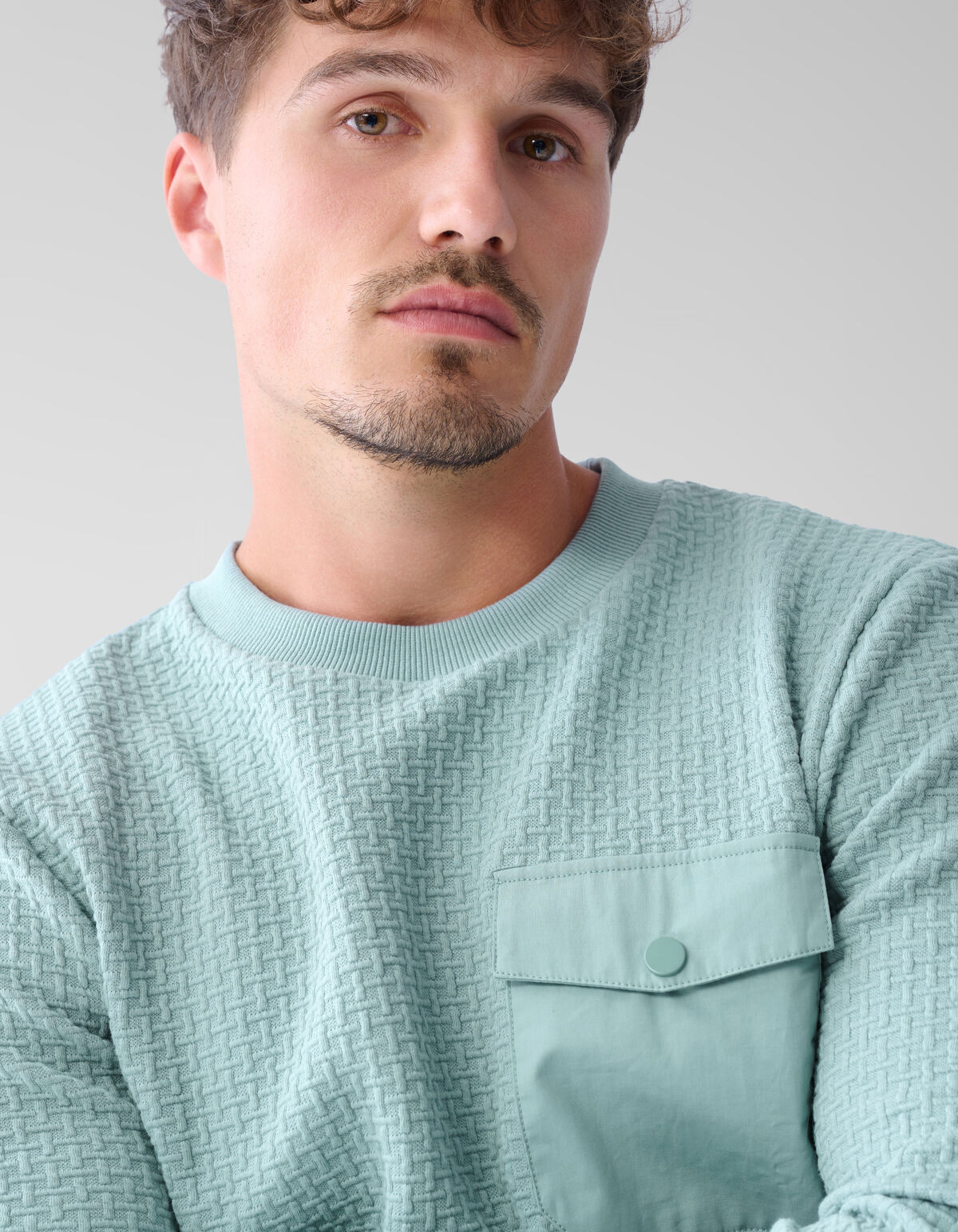 Struktur-Taschen-Pullover Blau SHOEBY MEN
