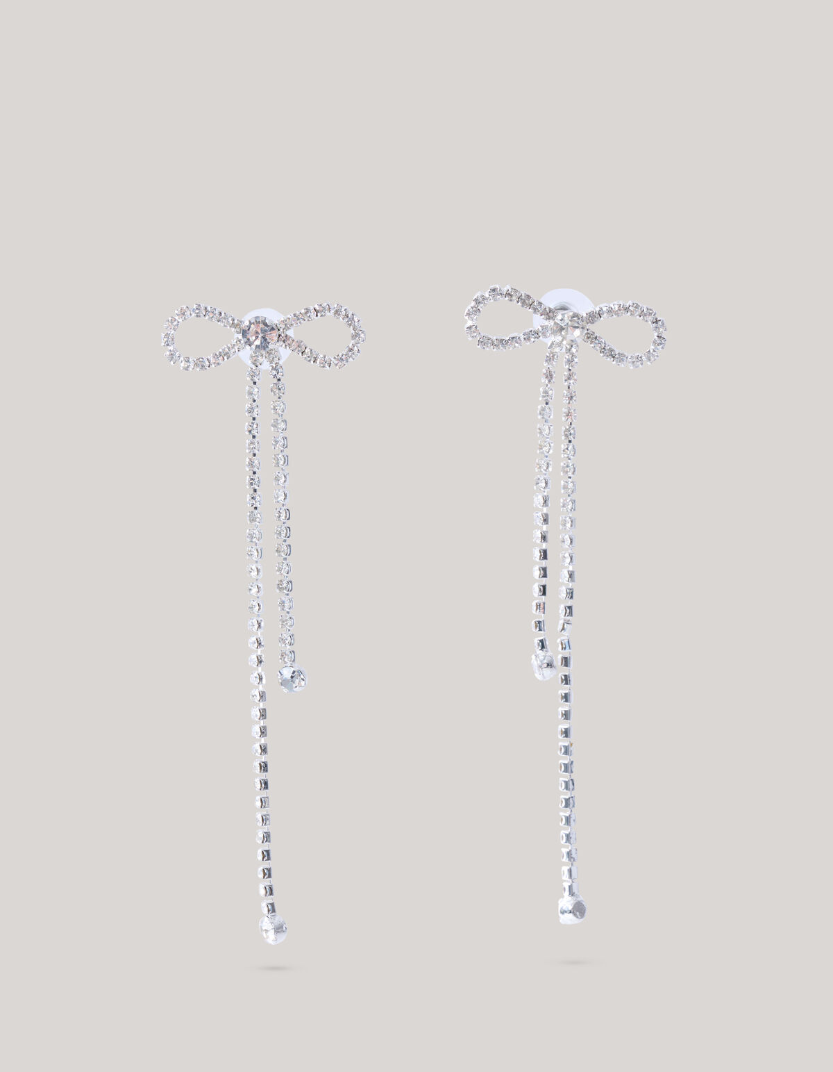Strass-Schleifen-Ohrringe Silber SHOEBY ACCESSOIRES