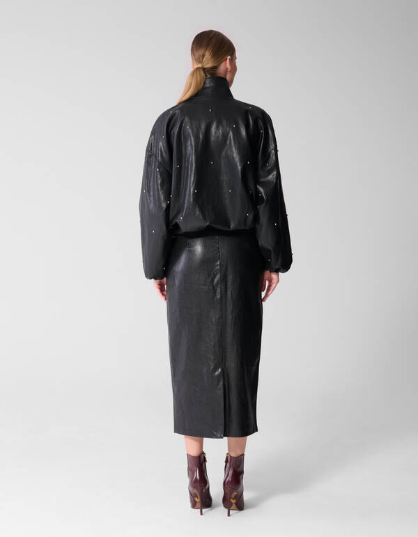 Maxirock Aus Veganleder Mit Nieten Schwarz By Miek SHOEBY WOMEN