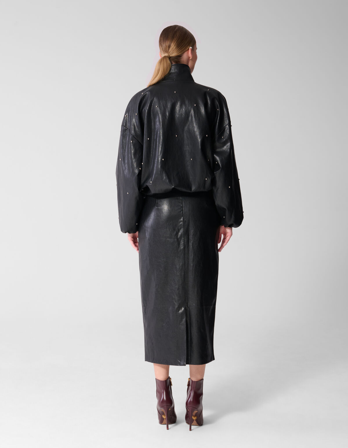 Maxirock Aus Veganleder Mit Nieten Schwarz By Miek SHOEBY WOMEN