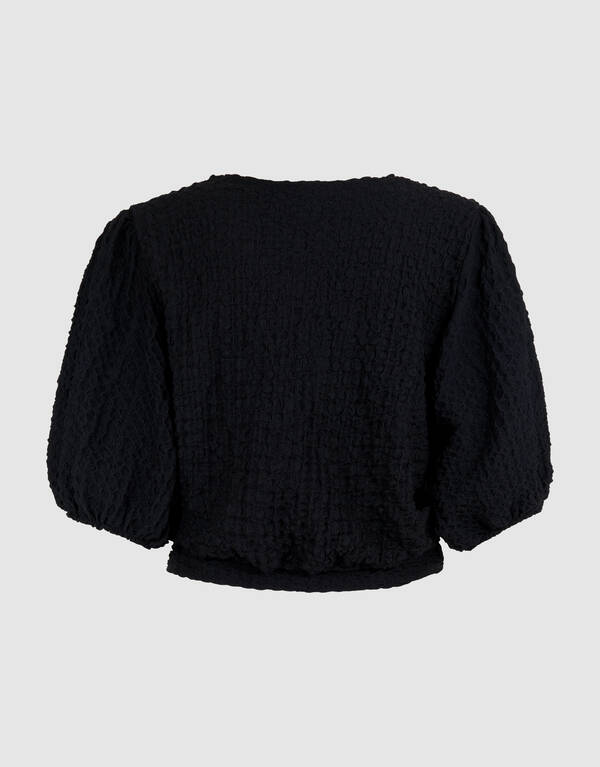 Tailliertes Crinkle Top Schwarz SHOEBY WOMEN