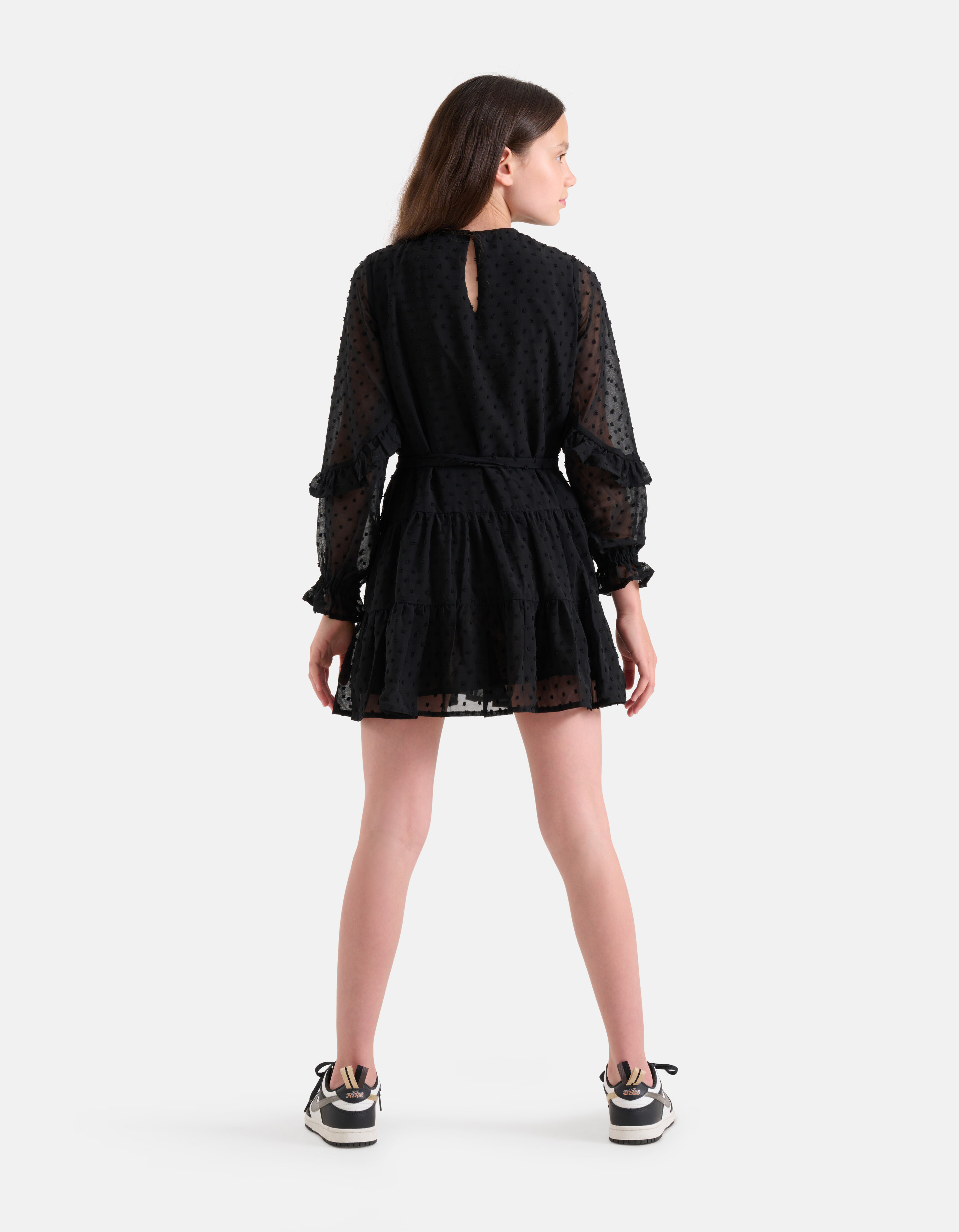 Chiffon-Pünktchenkleid Schwarz SHOEBY GIRLS
