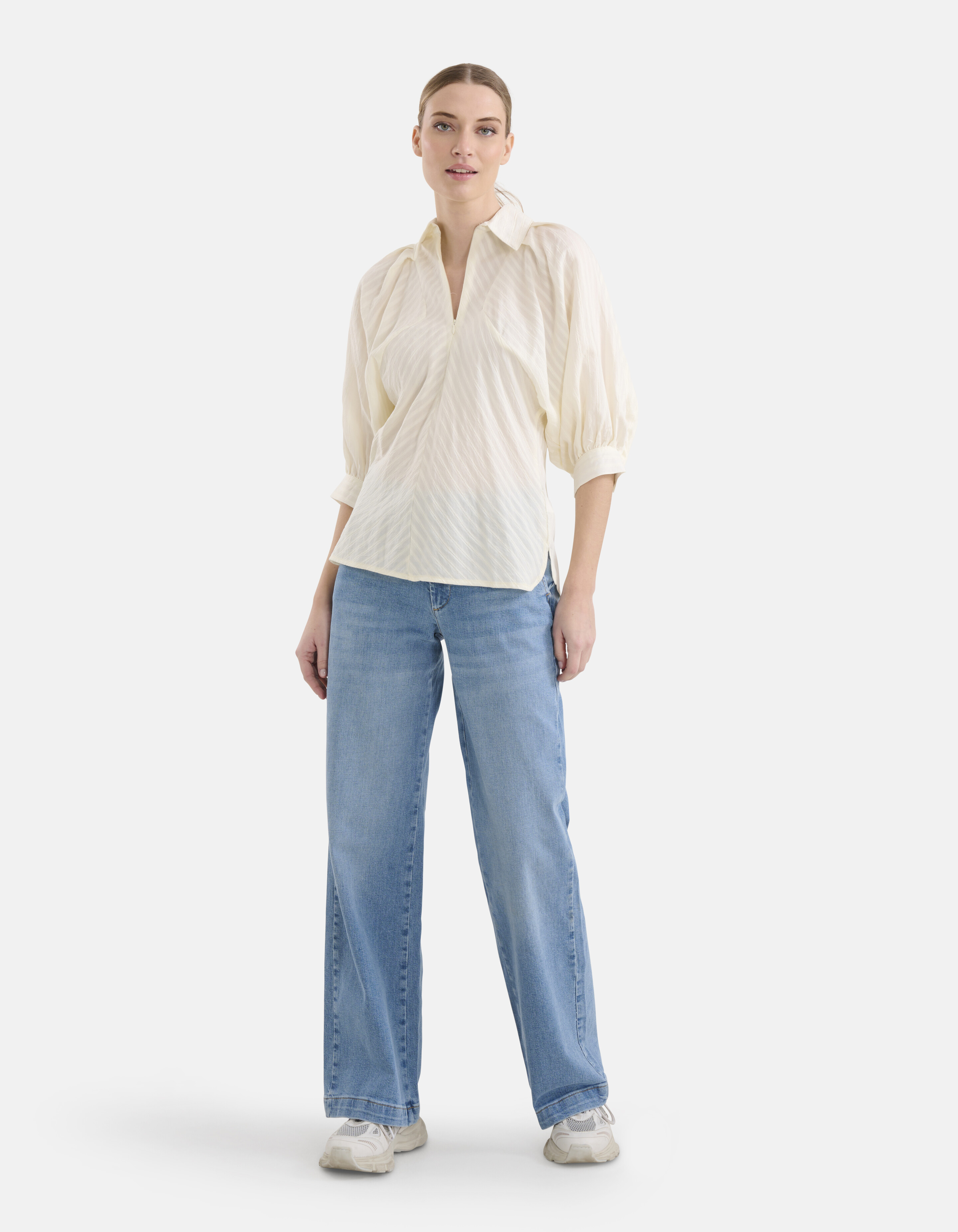 Bluse mit Reißverschluss und Streifen Off White SHOEBY WOMEN