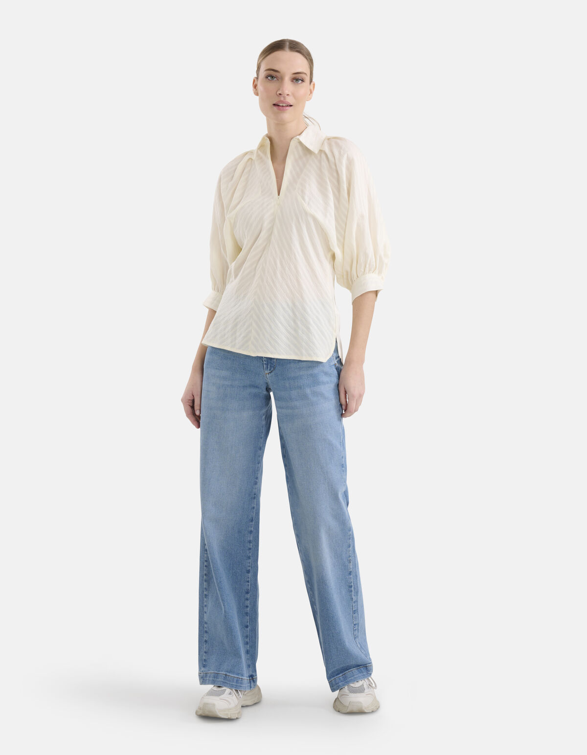 Bluse mit Reißverschluss und Streifen Off White SHOEBY WOMEN