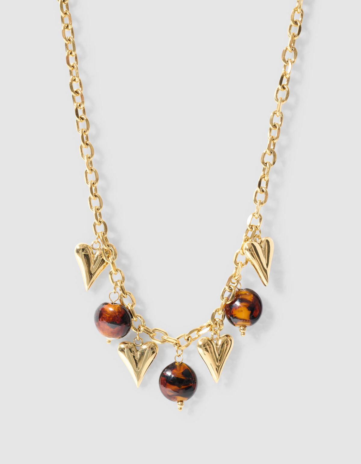 Herz-Oval-Anh&auml;nger-Kette Gold SHOEBY ACCESSOIRES