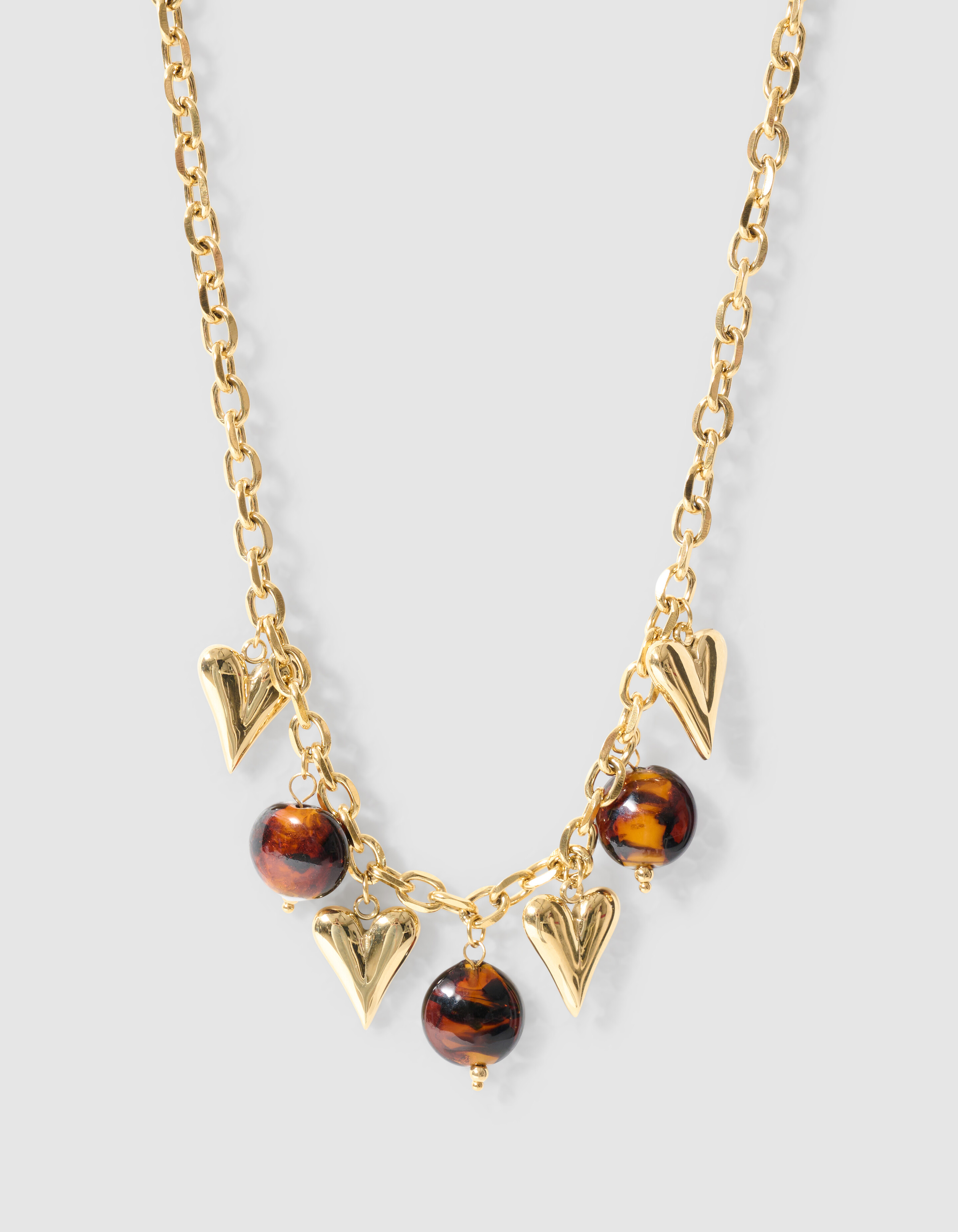 Herz-Oval-Anh&auml;nger-Kette Gold SHOEBY ACCESSOIRES