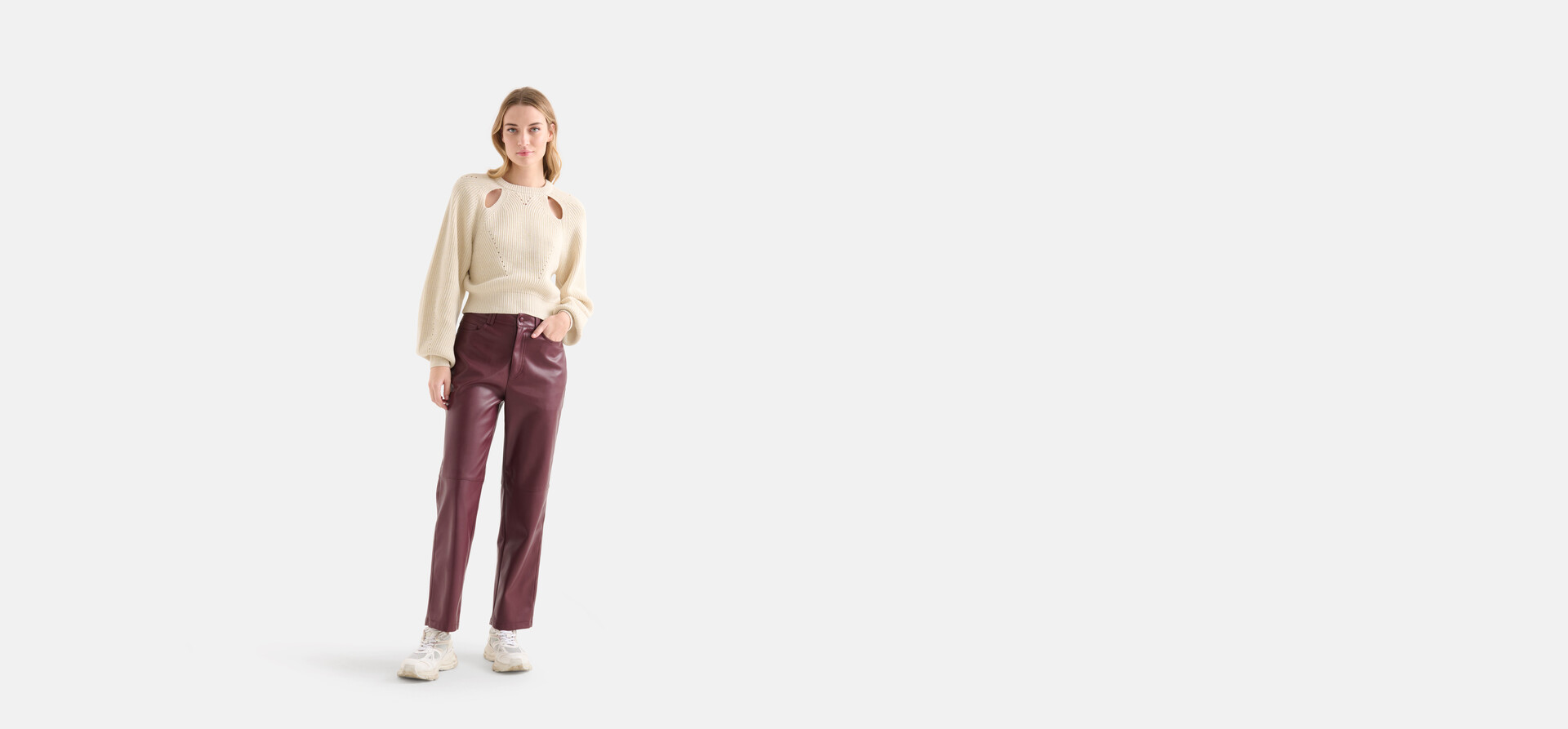 Gerade Hose aus Veganleder Dunkelrot SHOEBY WOMEN