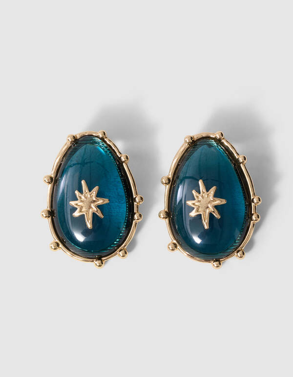 Oval Star Ohrringe Blau/Gold SHOEBY ACCESSOIRES