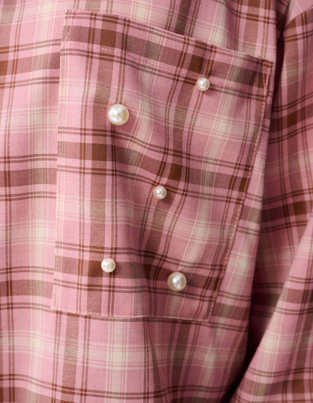 Karierte Perlenbluse Rosa SHOEBY WOMEN