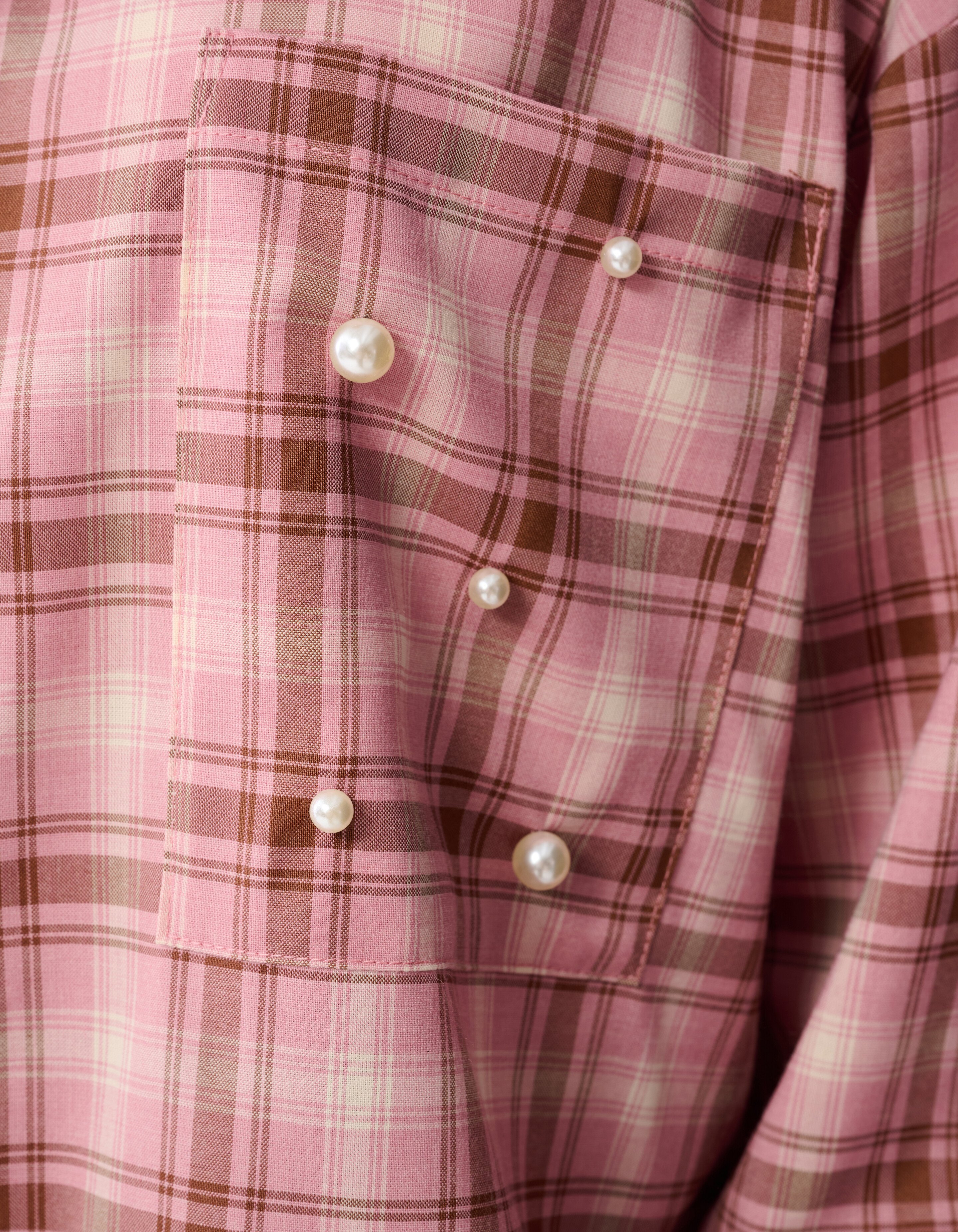 Karierte Perlenbluse Rosa SHOEBY WOMEN