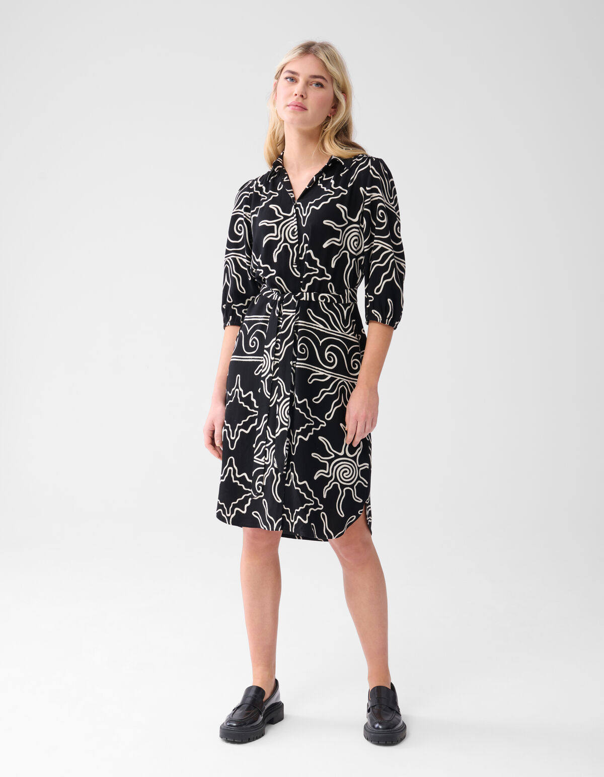 Bedrucktes Midikleid Schwarz SHOEBY WOMEN