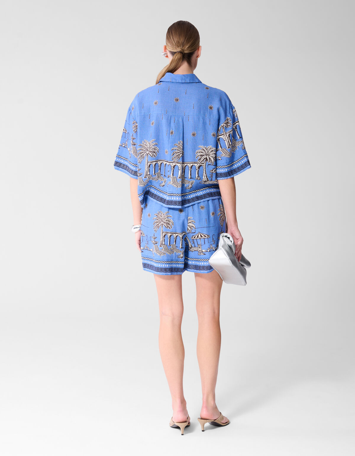 Palmblatt-Print Bluse Blau SHOEBY WOMEN