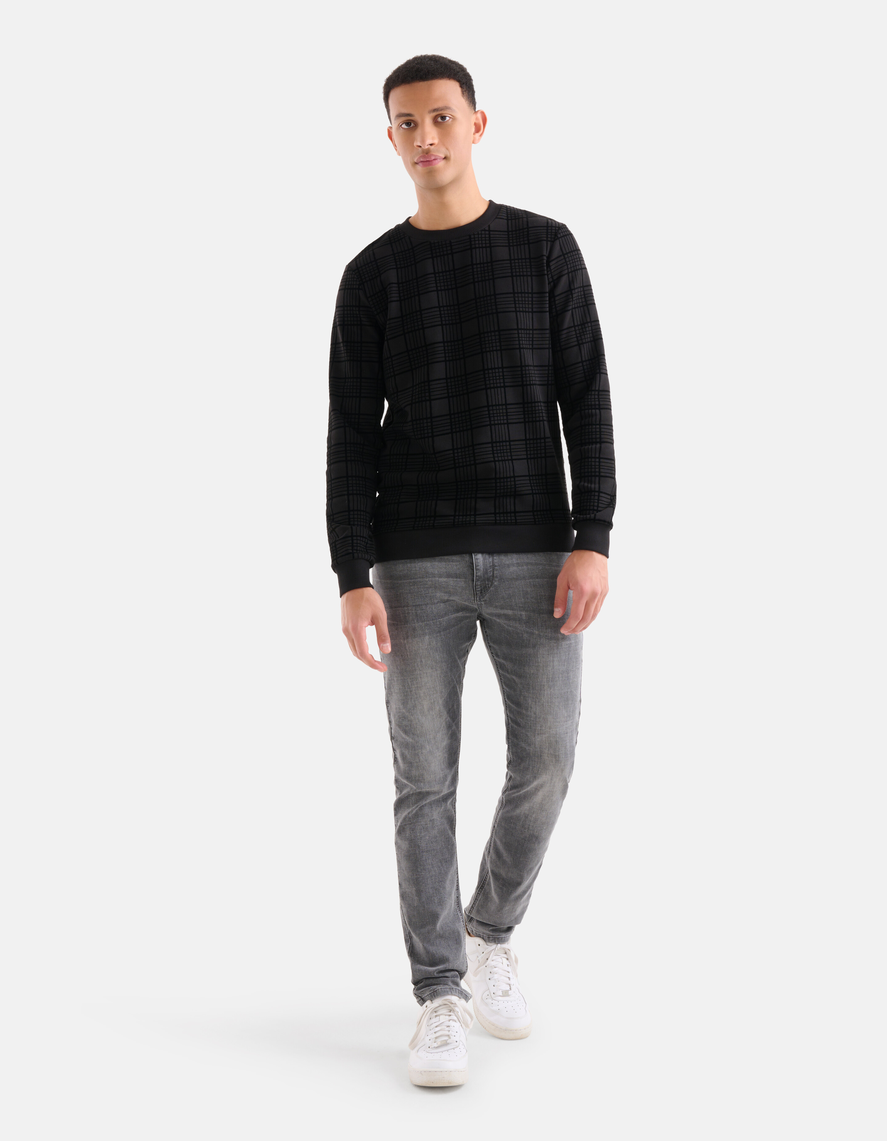 Karierter Pullover aus Samt Schwarz SHOEBY MEN