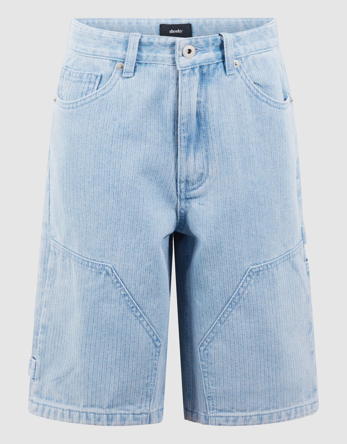 Gestreifte Carpenter Denim Shorts Hellblau SHOEBY BOYS