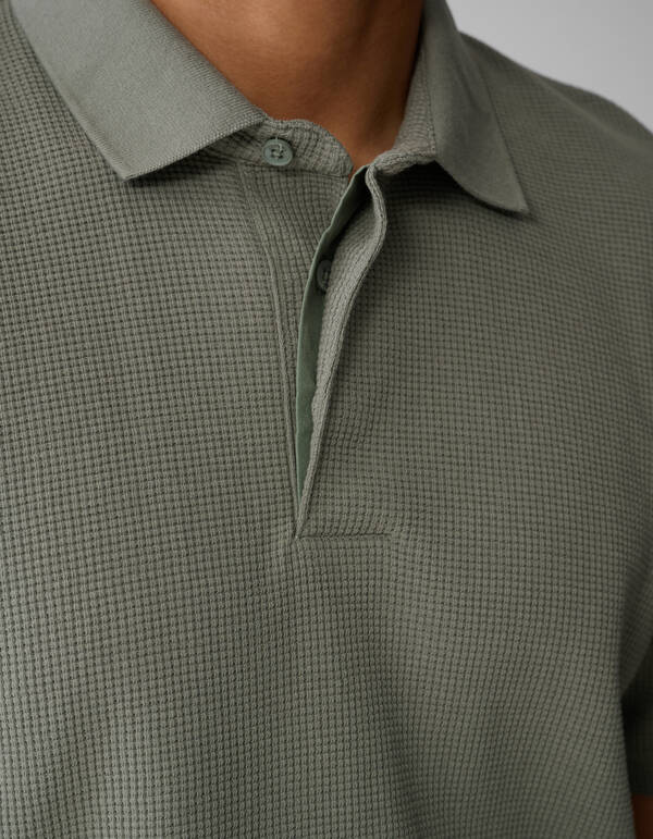 Struktur Jersey Polo Dunkelgrün SHOEBY MEN