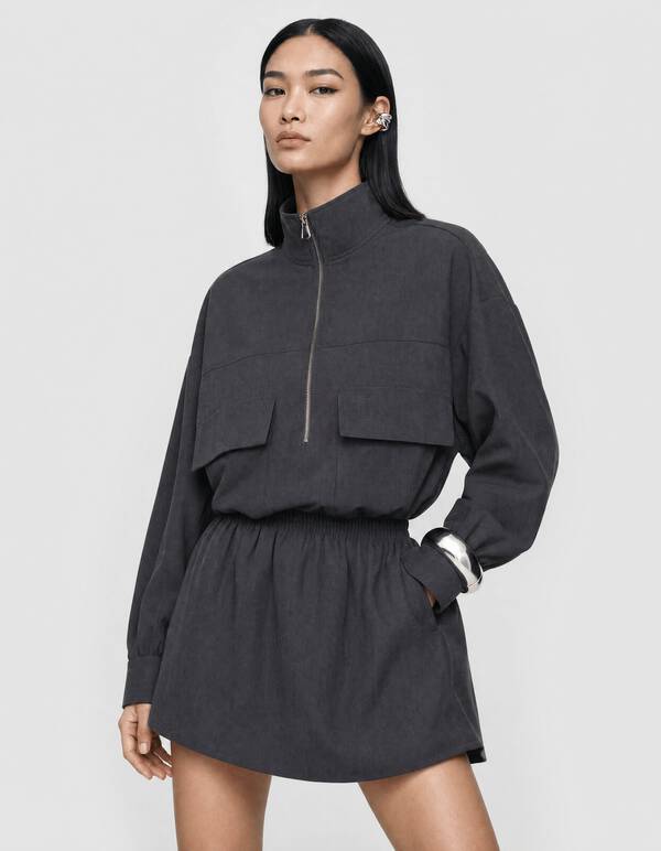 Peplum Kleid Dunkelgrau SHOEBY WOMEN