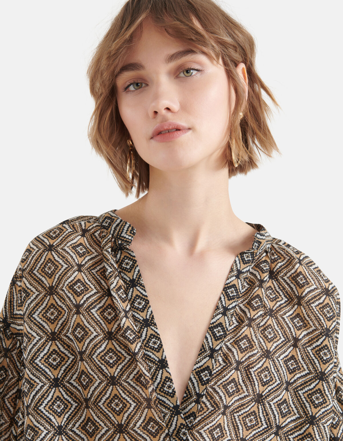 Bedruckte Voile-Bluse Braun SHOEBY WOMEN