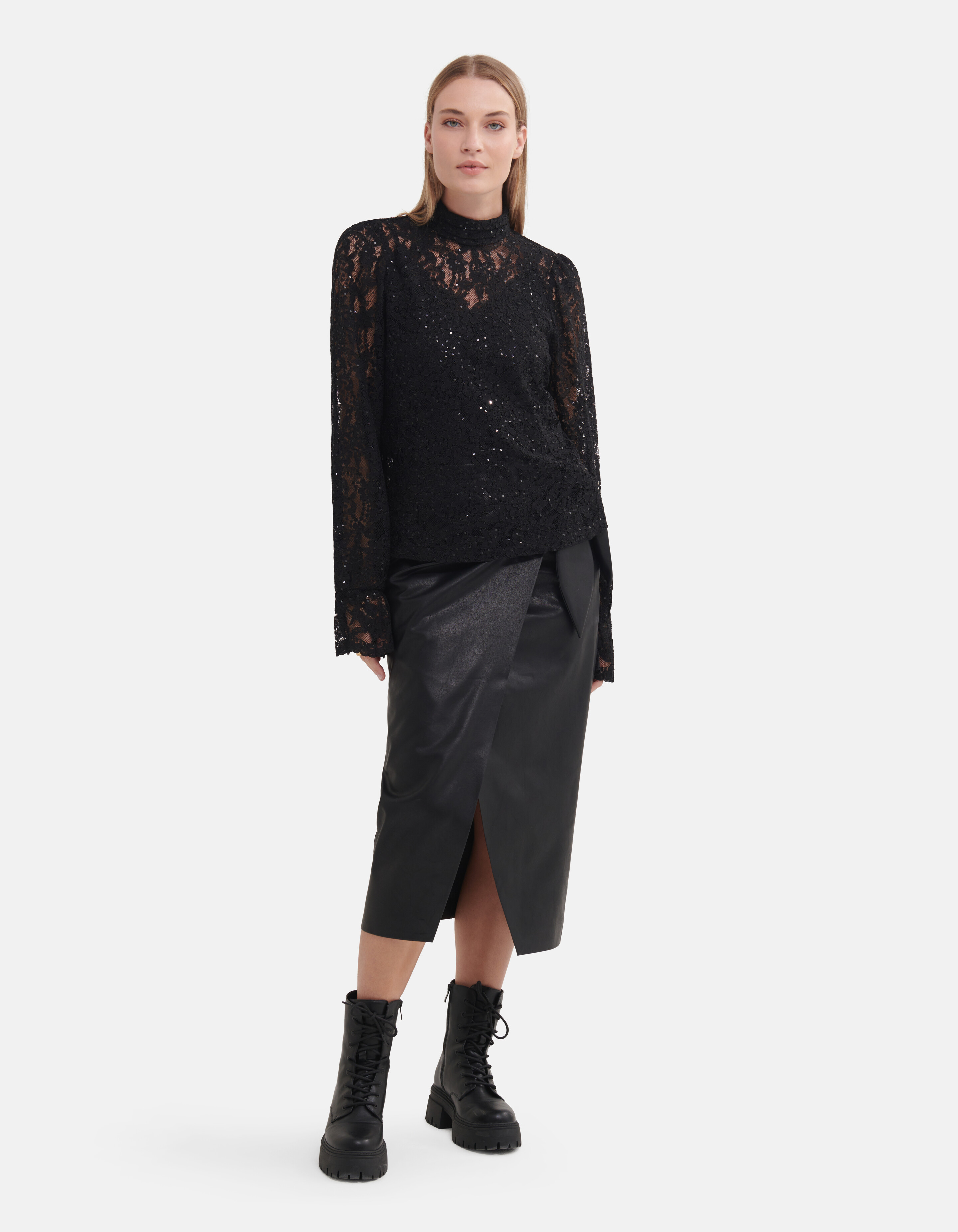 Spitze Pailletten-Top Schwarz von Fred SHOEBY WOMEN