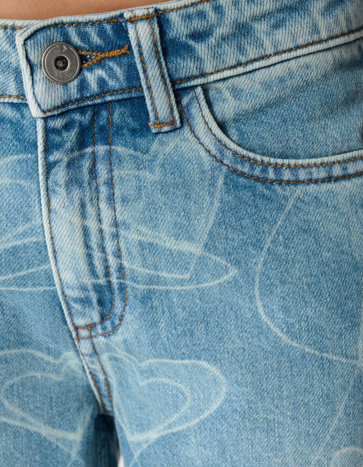 Heart Print Wide Leg Fit Jeans Blauw SHOEBY GIRLS