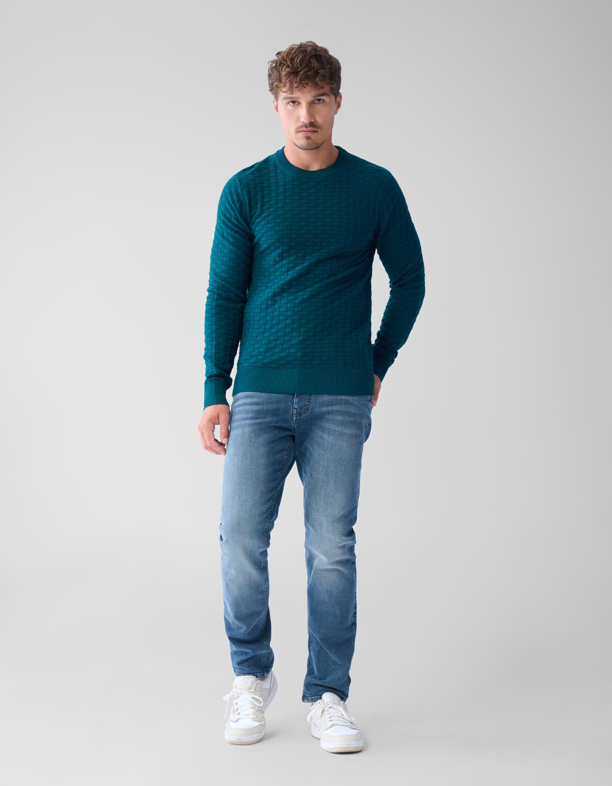 Strukturierter Pullover Dunkelgrün SHOEBY MEN