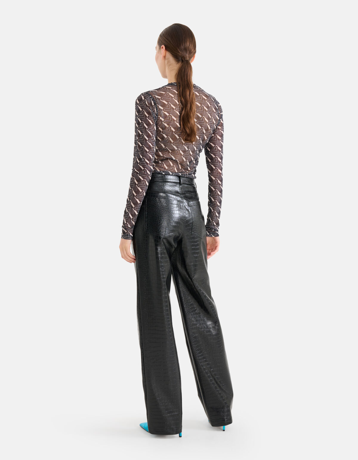 Vegane Leder-Kroko-Hose Schwarz SHOEBY WOMEN