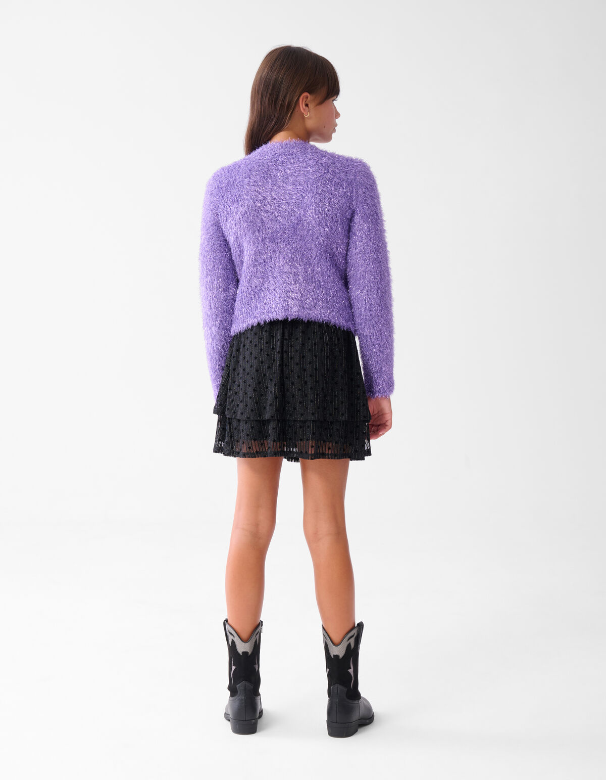 Flauschige Glitzerstrickjacke Lila SHOEBY GIRLS