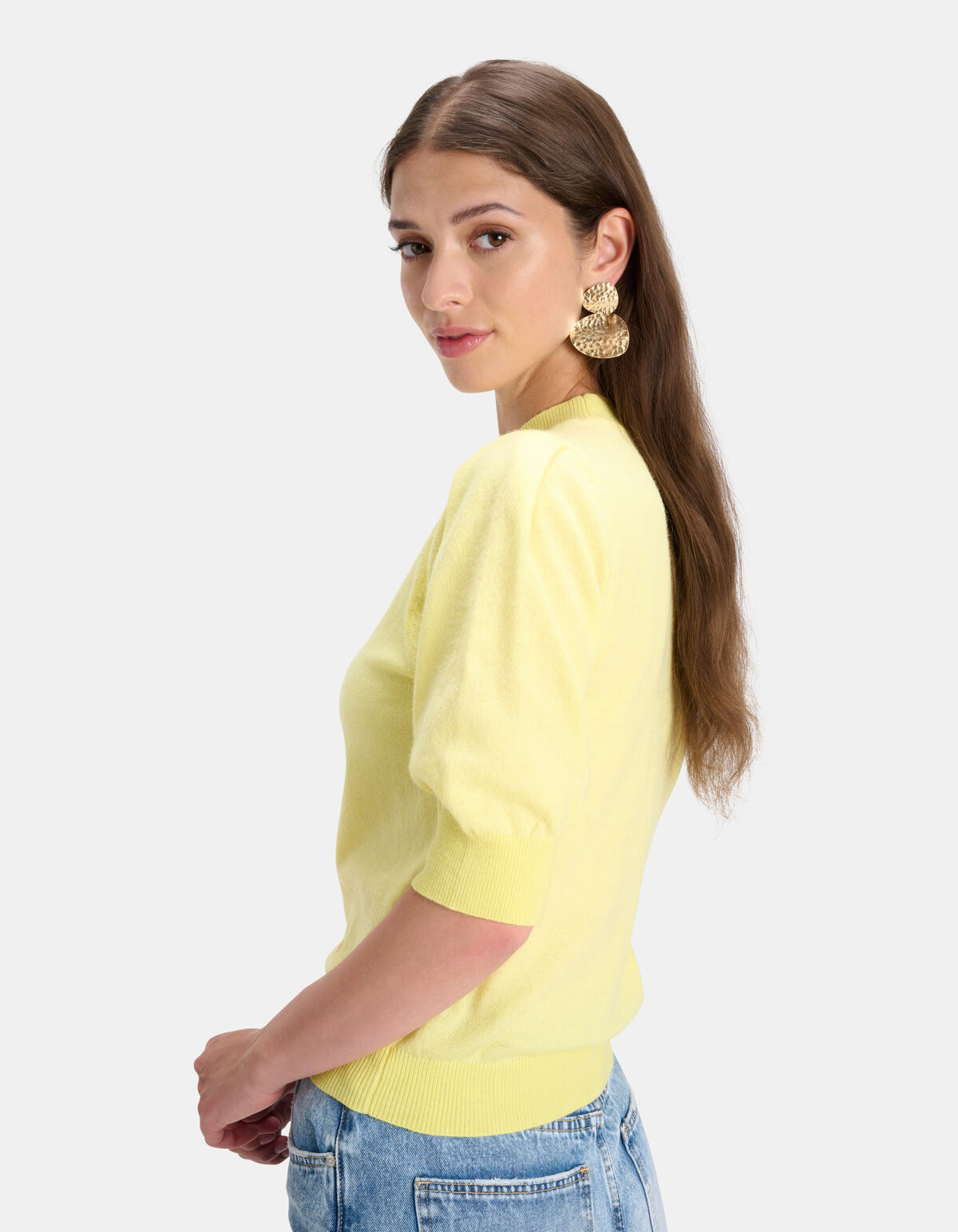 Stricktop mit Puffärmeln Gelb SHOEBY WOMEN