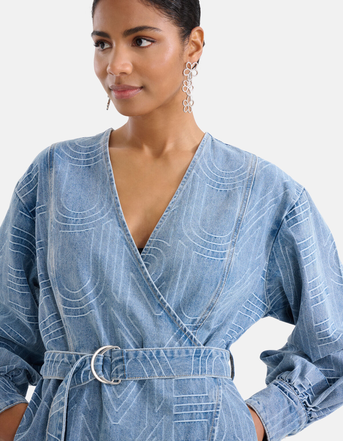 Jacquard Denim Jurk Mediumstone SHOEBY WOMEN