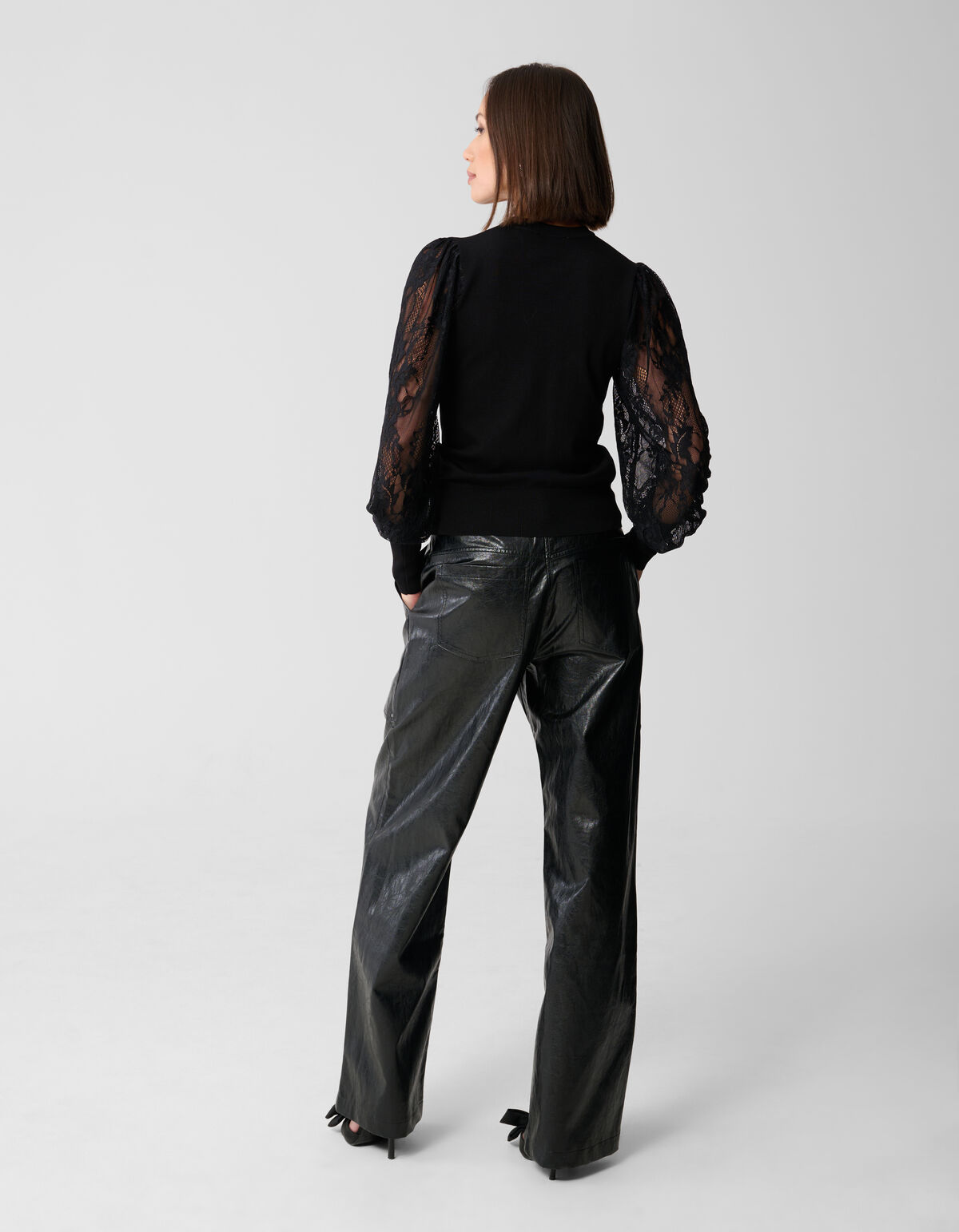 Spitzenstrickpullover Schwarz SHOEBY WOMEN