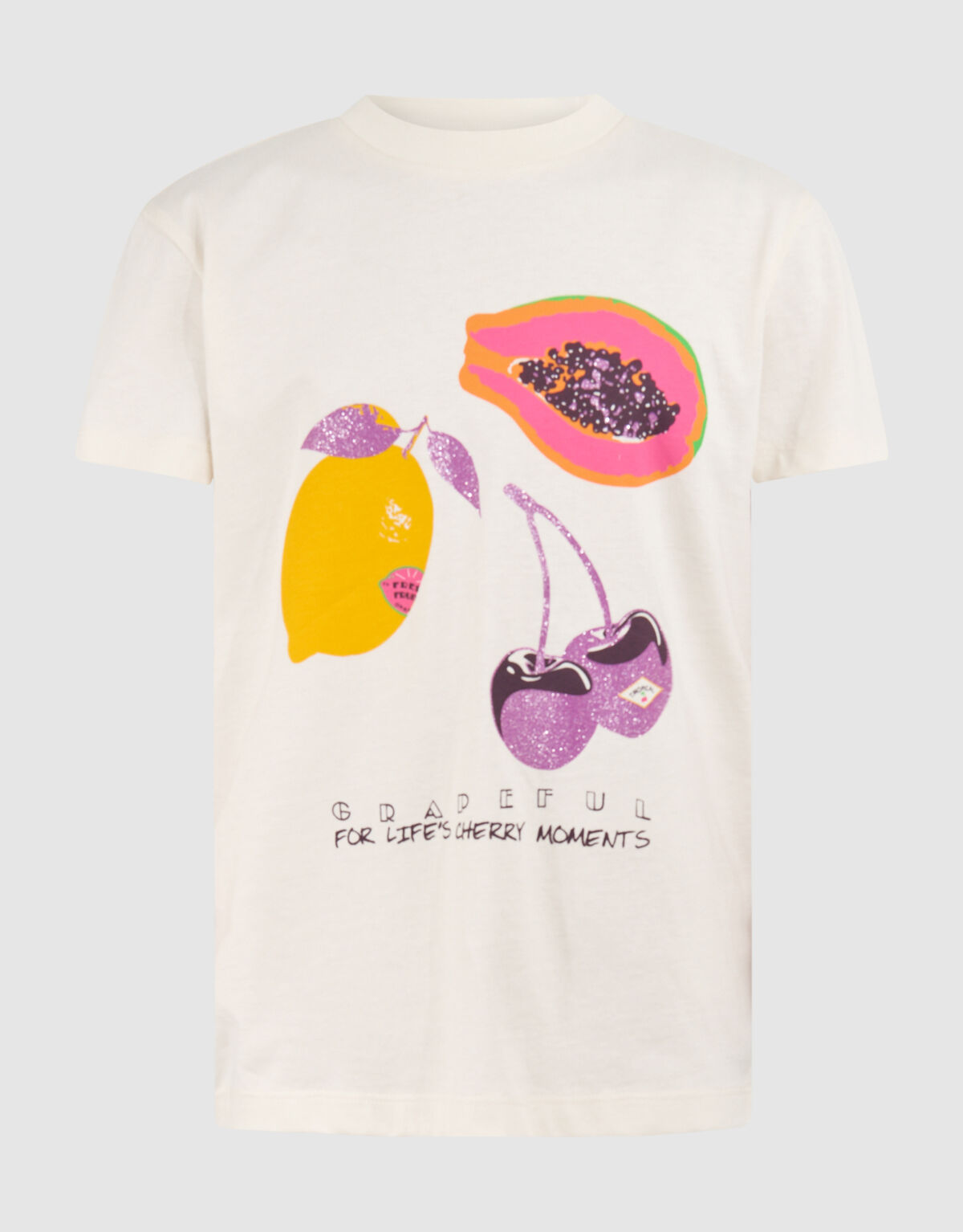 Obst Glitzer-T-Shirt Off White SHOEBY GIRLS