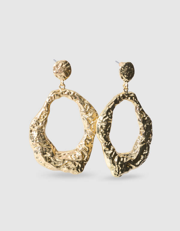 Gehämmerte runde Ohrringe Gold SHOEBY ACCESSOIRES