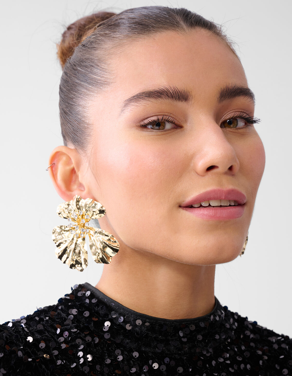 Statement Blumenohrringe Gold SHOEBY ACCESSOIRES