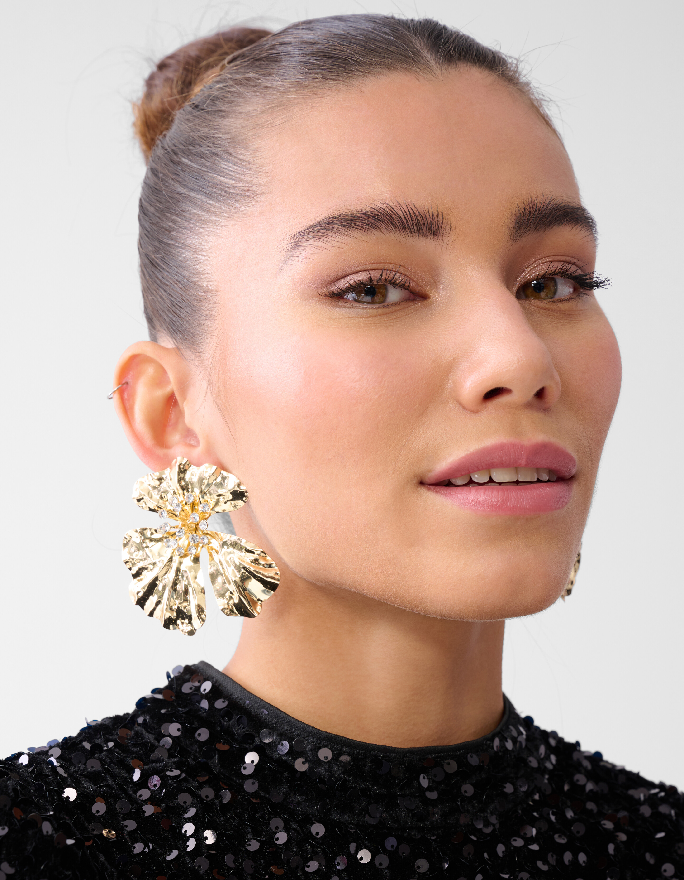 Statement Blumenohrringe Gold SHOEBY ACCESSOIRES