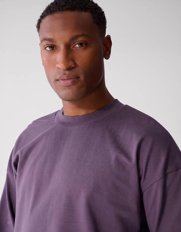 Basic-Langarmshirt in Relaxed Fit lila SHOEBY MEN