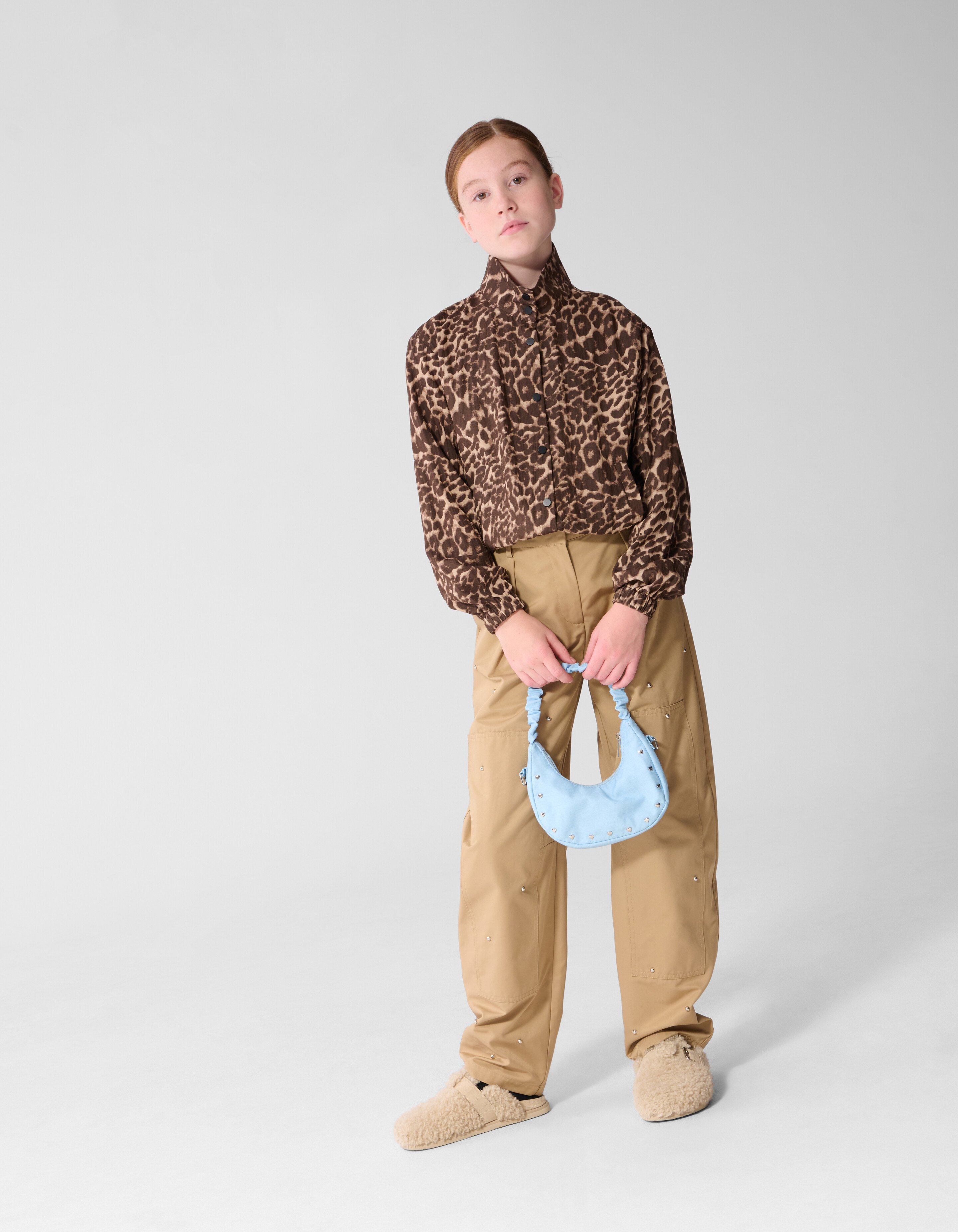 Leopard Funnel Neck Bluse Braun SHOEBY GIRLS