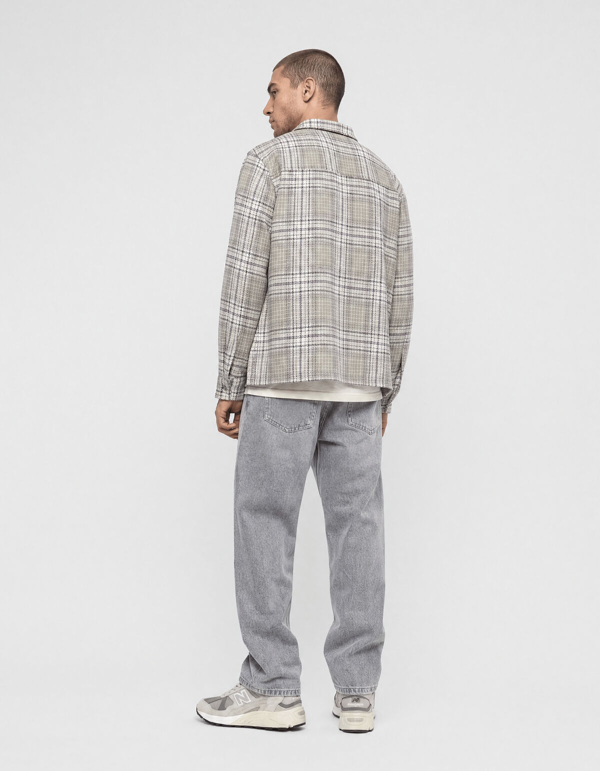 Hellgr&uuml;nes kariertes Overshirt Rei&szlig;verschluss SHOEBY MEN