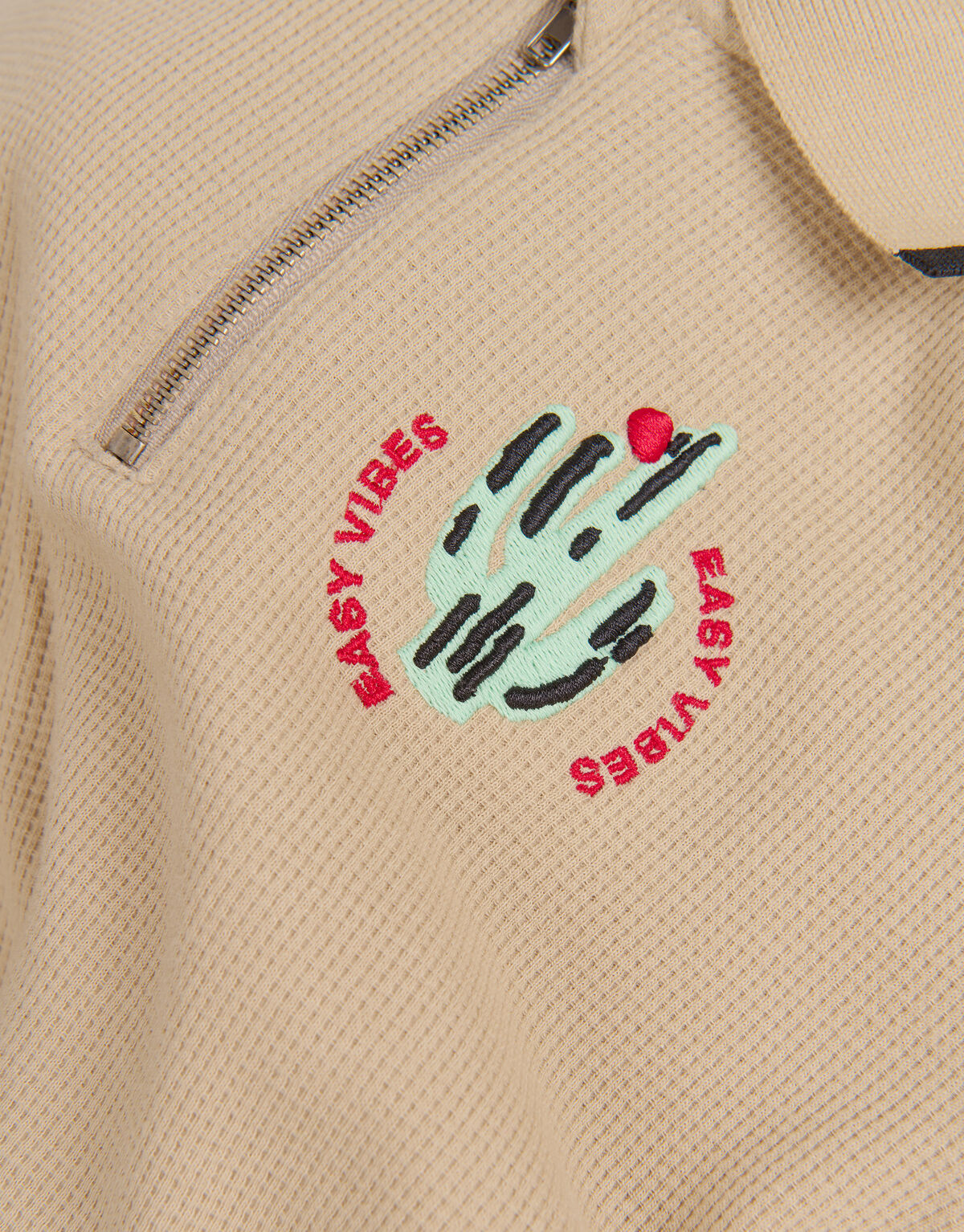 Struktur-Reißverschluss-Polo Beige SHOEBY BOYS