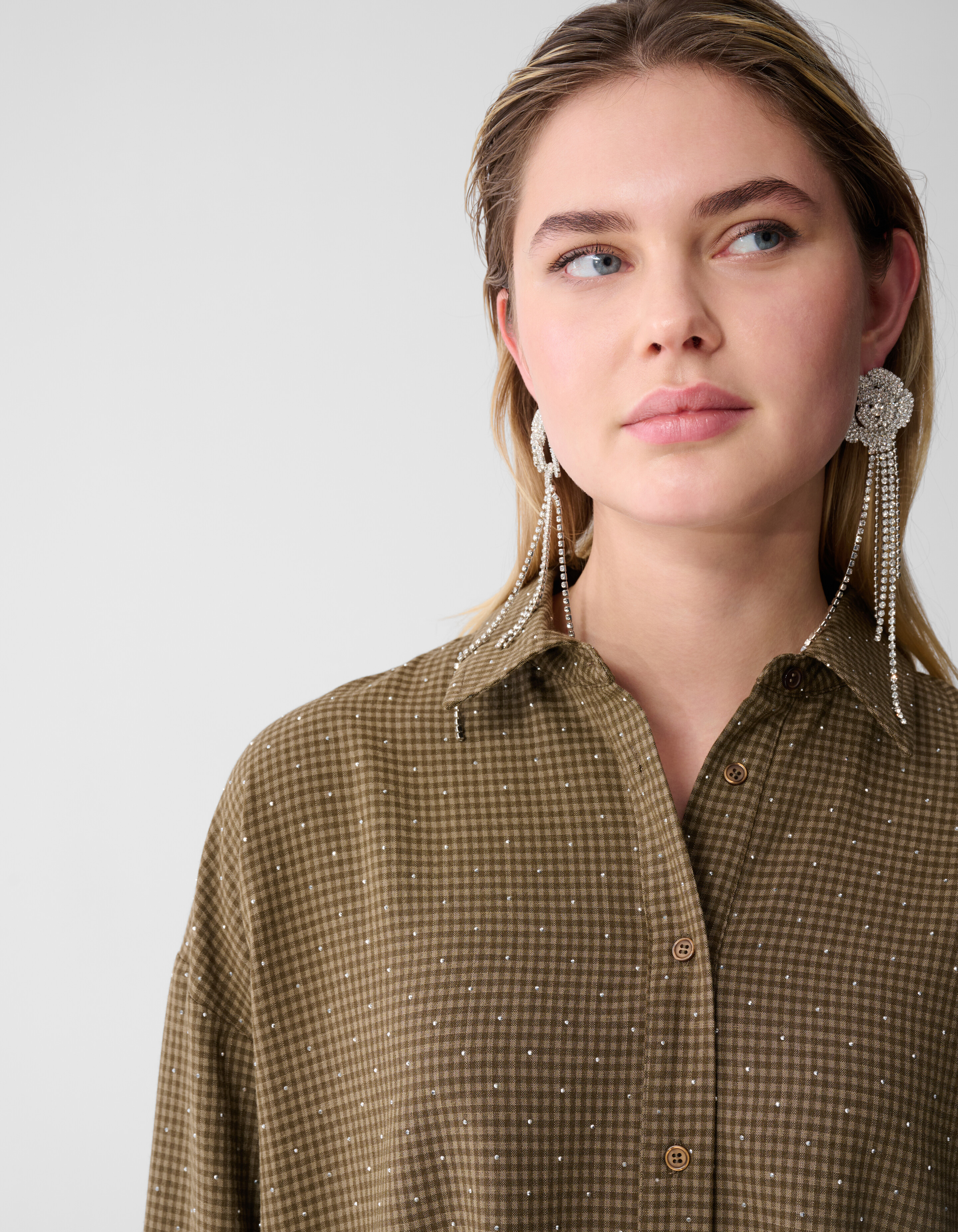 &Uuml;bergr&ouml;&szlig;en Rauten Strass Bluse Braun SHOEBY WOMEN