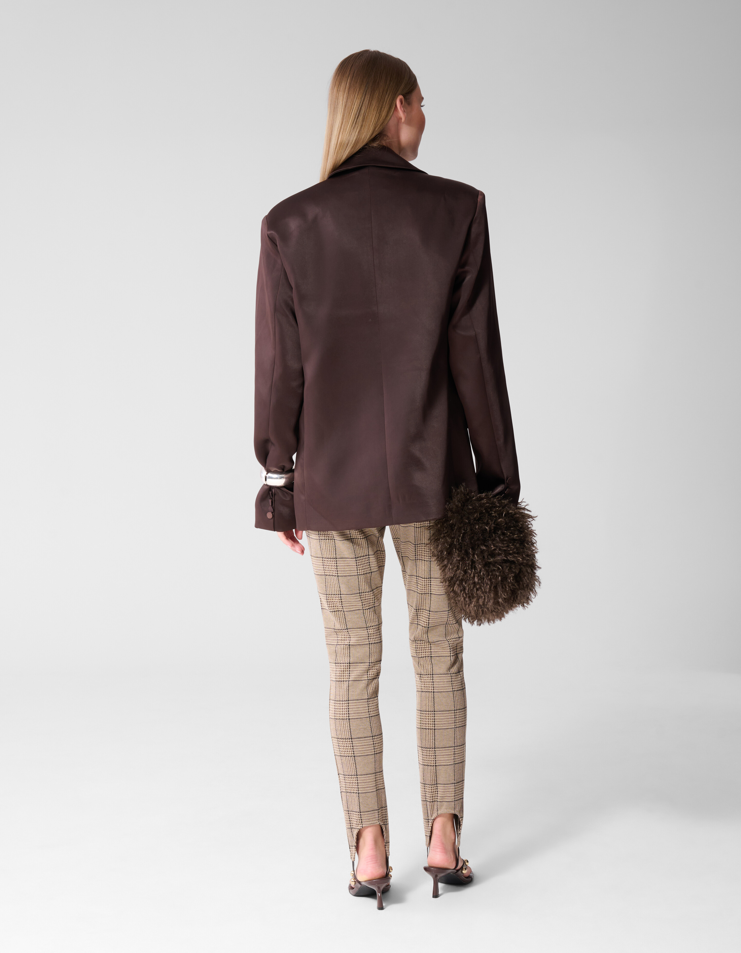 Oversized Satin Blazer Dunkelbraun SHOEBY WOMEN