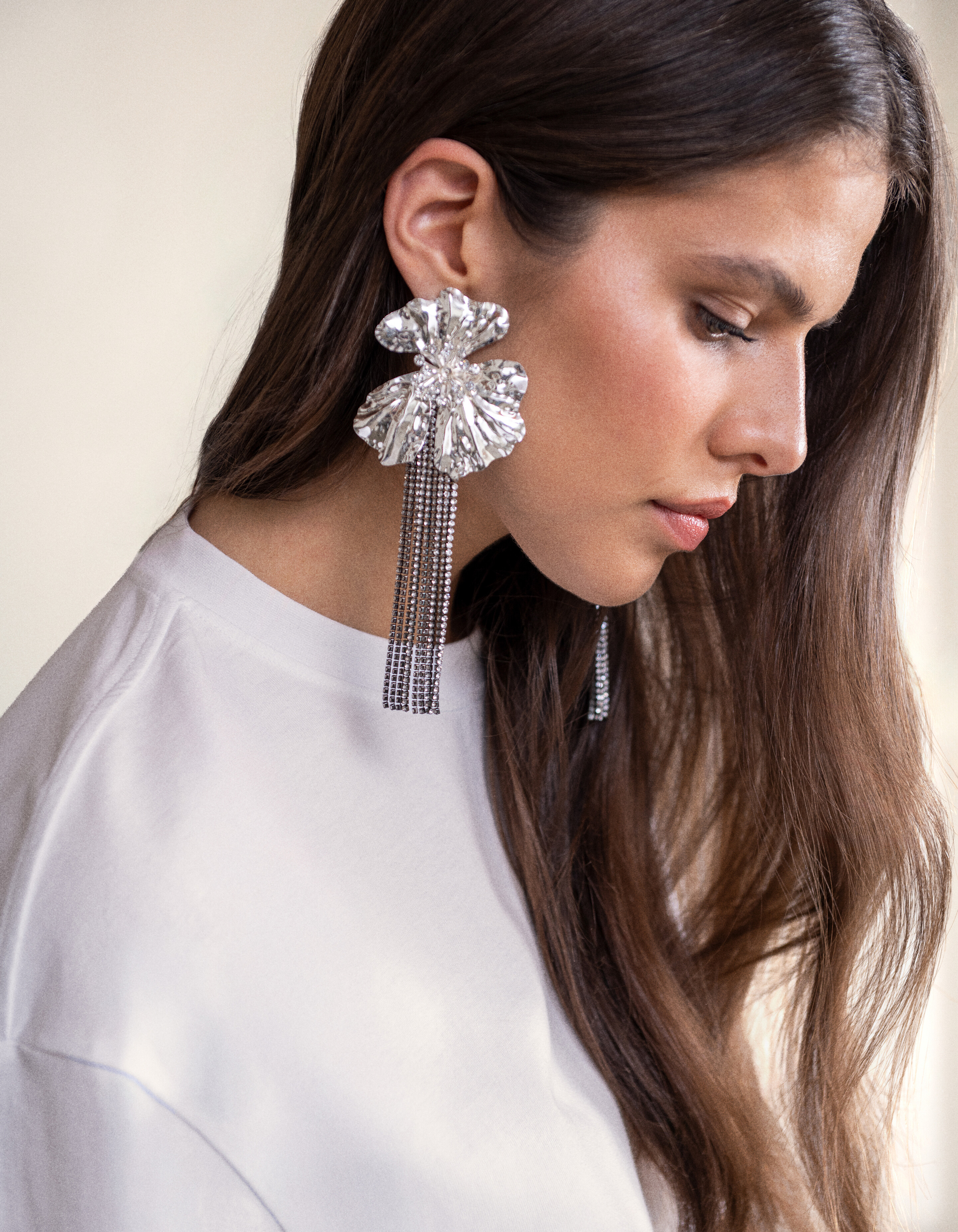Statement Blumenohrringe Silber SHOEBY ACCESSOIRES