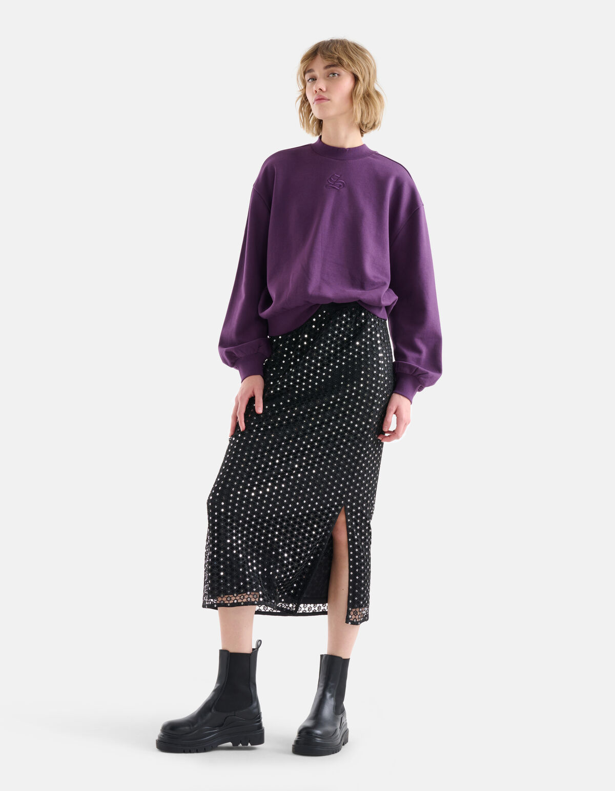 Spitzenrock mit Glitzer Schwarz SHOEBY WOMEN