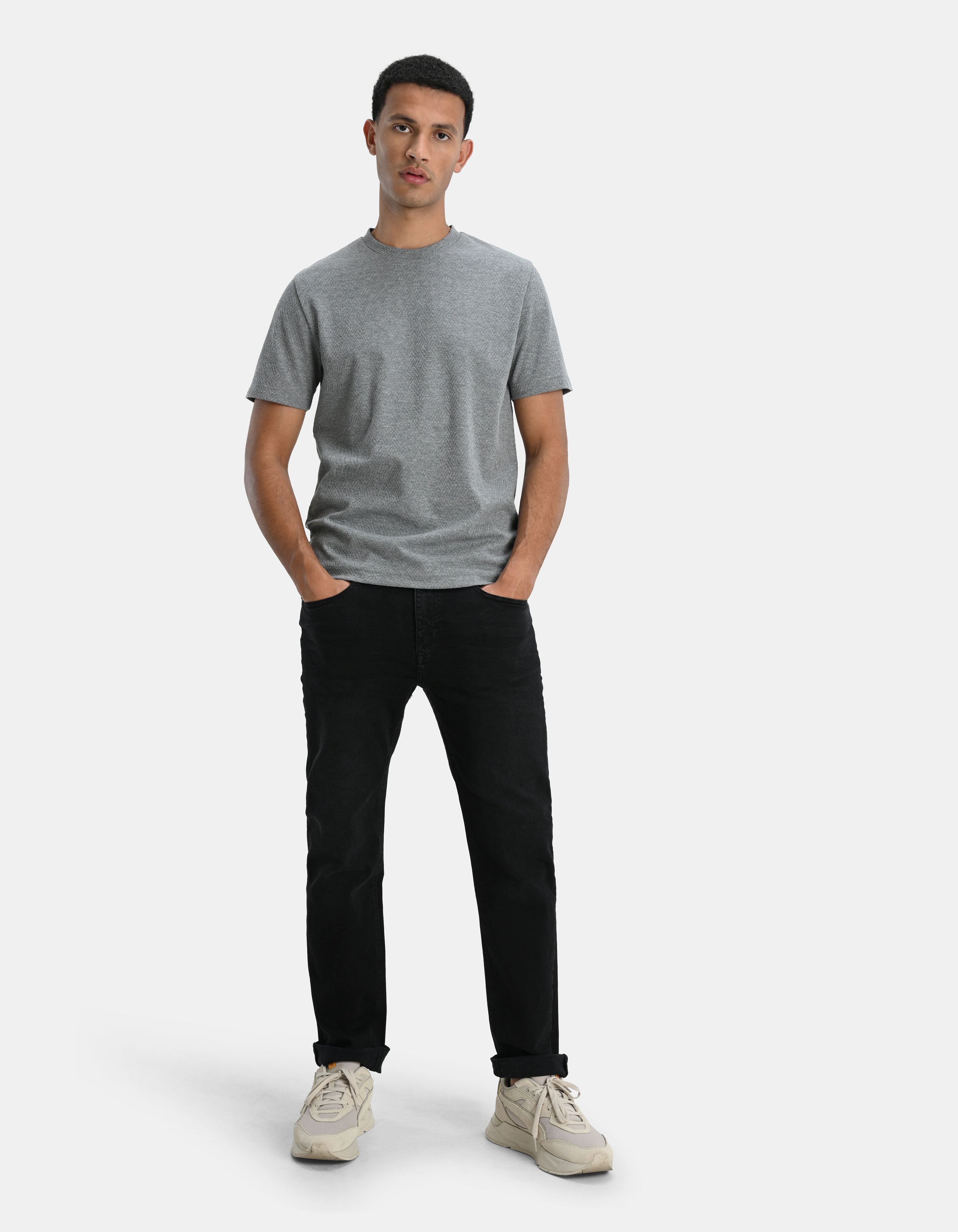 Straight Jeans Washed Schwarz Länge 34 Refill