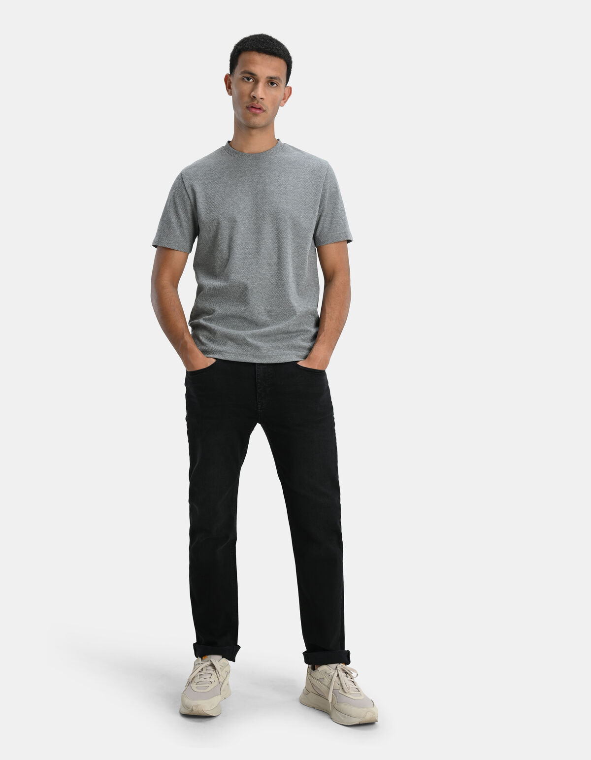 Straight Jeans Washed Schwarz Länge 34 Refill