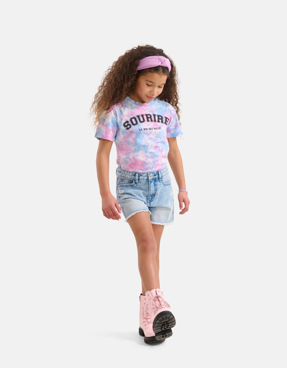 Tie Dye Artwork T-shirt Roze/Blauw SHOEBY GIRLS