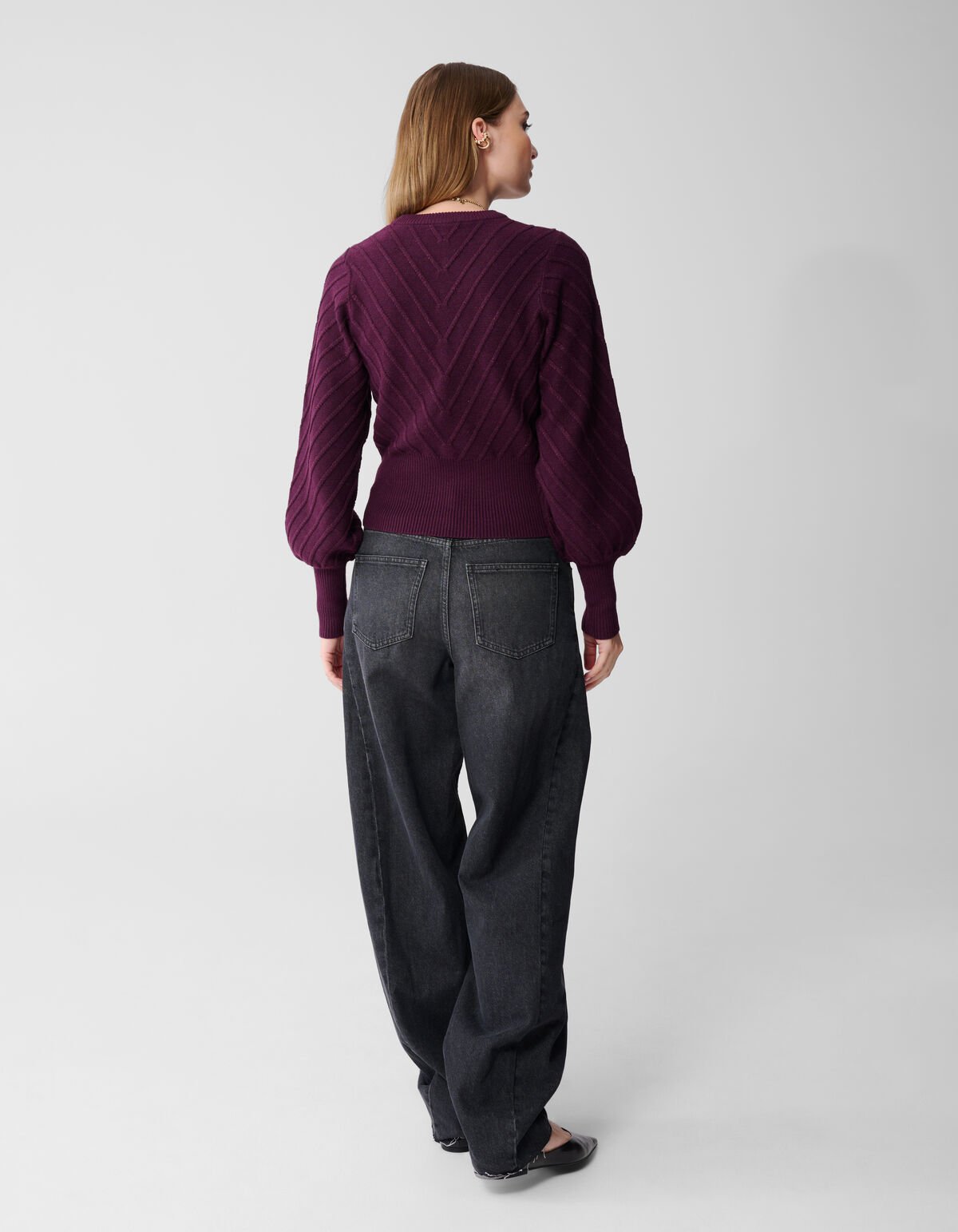 Glitzernder Strickpullover, Dunkelrot SHOEBY WOMEN