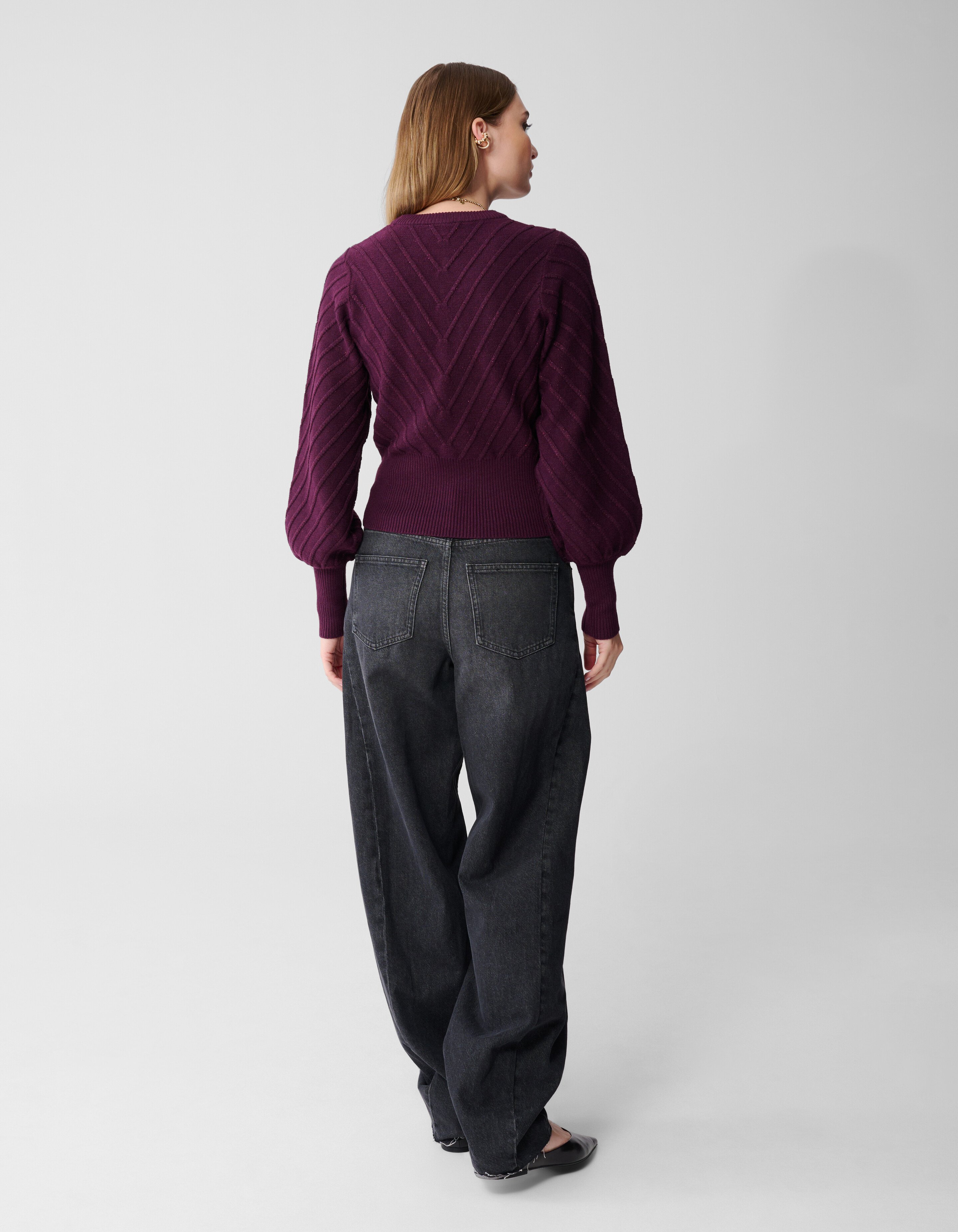 Glitzernder Strickpullover, Dunkelrot SHOEBY WOMEN