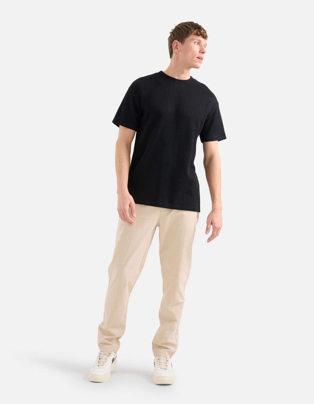 Seersucker-T-Shirt Schwarz SHOEBY MEN