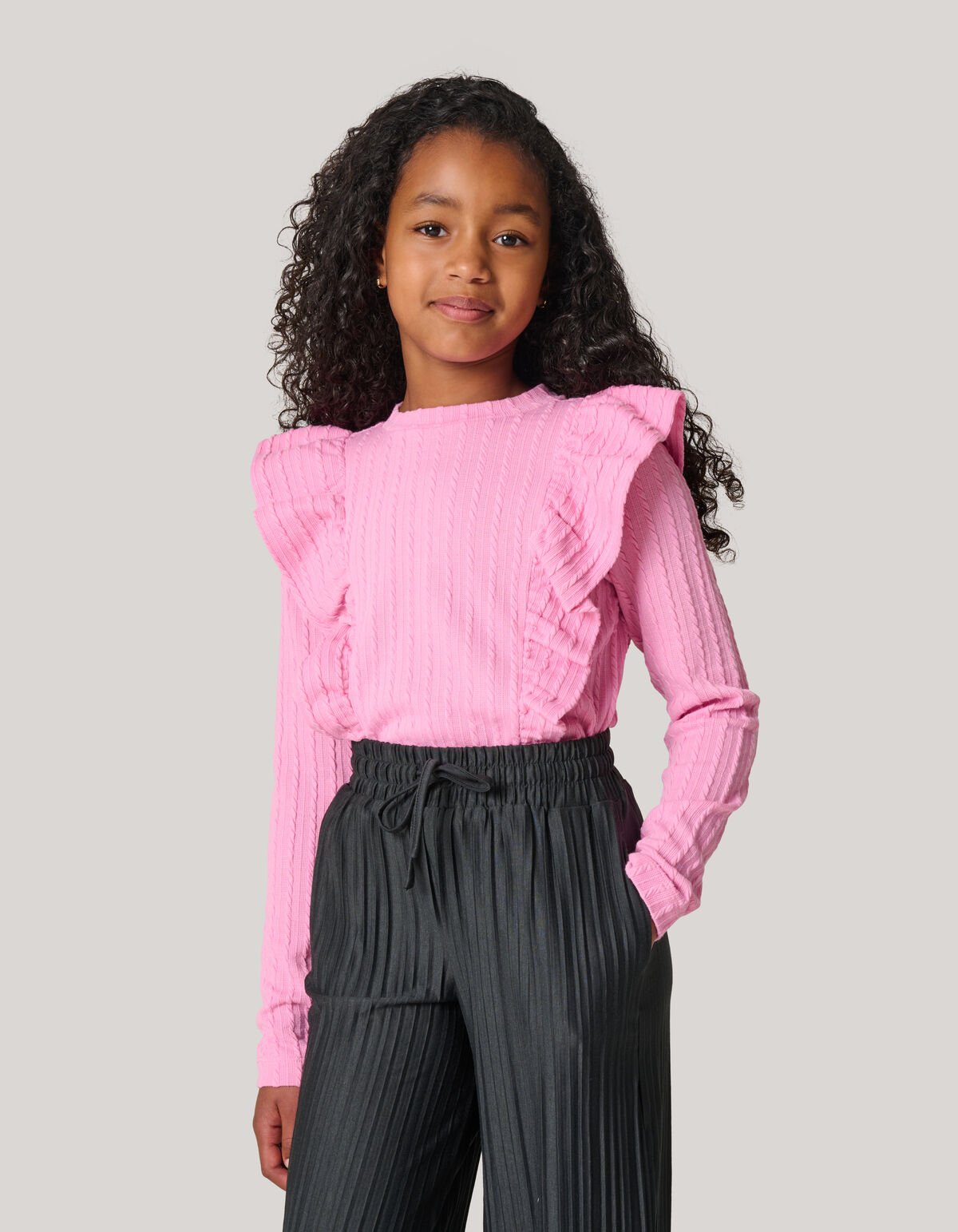 Kabel-R&uuml;schen-Top Rosa SHOEBY GIRLS