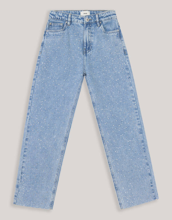 Wide Leg Jeans mit Strasssteinen Mediumstone SHOEBY GIRLS